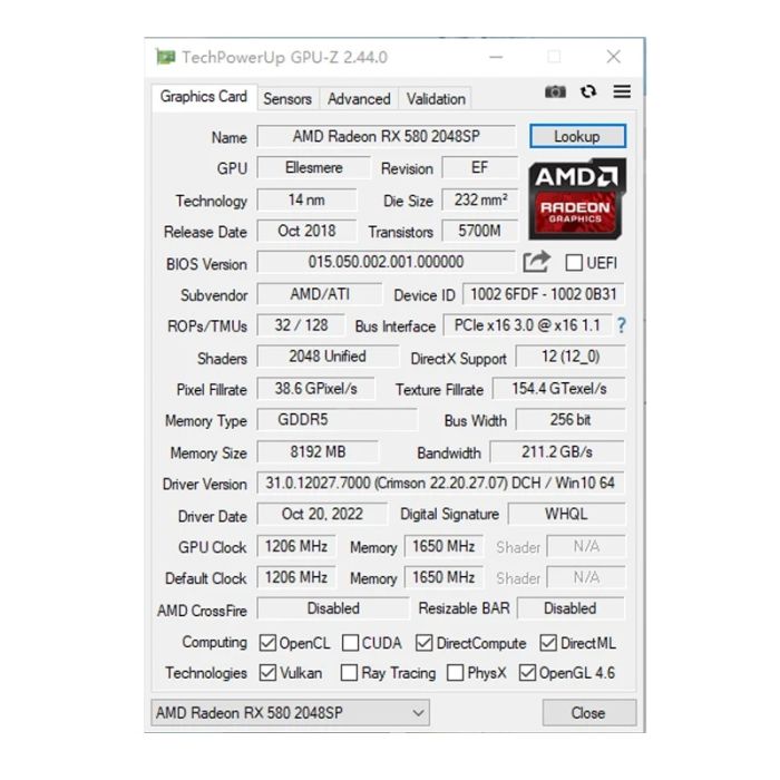Видеокарта SOYO AMD Radeon RX580 8GB GDDR5 256BIT